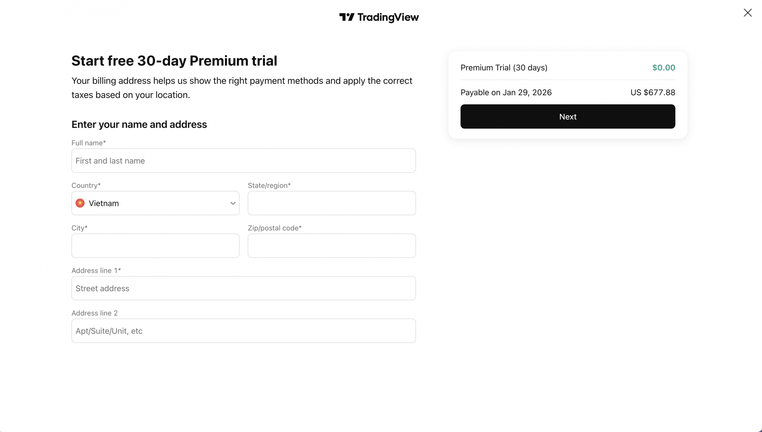 Nhập thông tin của bạn 